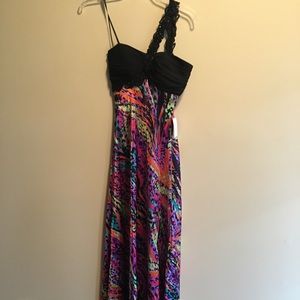 Formal, floor length multicolored dress